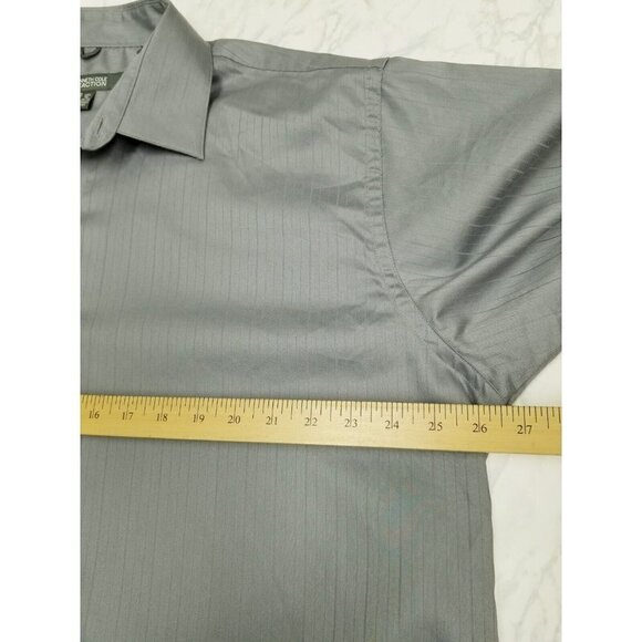 Kenneth Cole Reaction metallic gray Button Down Dress Shirt wrinkle free XXL - Picture 9 of 11